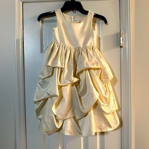 Girls Cream Formal Satan Dress Size 4